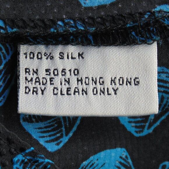 Vintage ALBERT NIPON Silk Blouse/Tunic, 8, Black/Blue, Geometric swirl - Picture 11 of 13